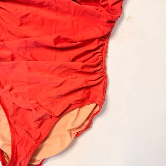 J Crew Orange ruched one piece swimsuit - Picture 3 of 11